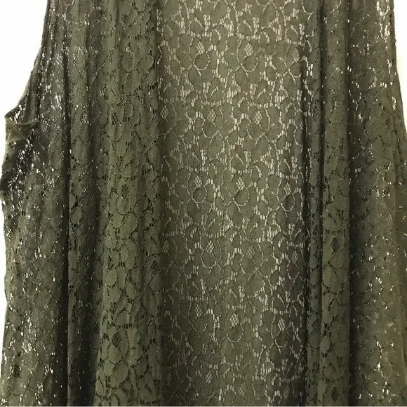 LuLaRoe Green Flower Knit Crochet Open Sides Plus Size Vest Duster Cardigan - Picture 3 of 8